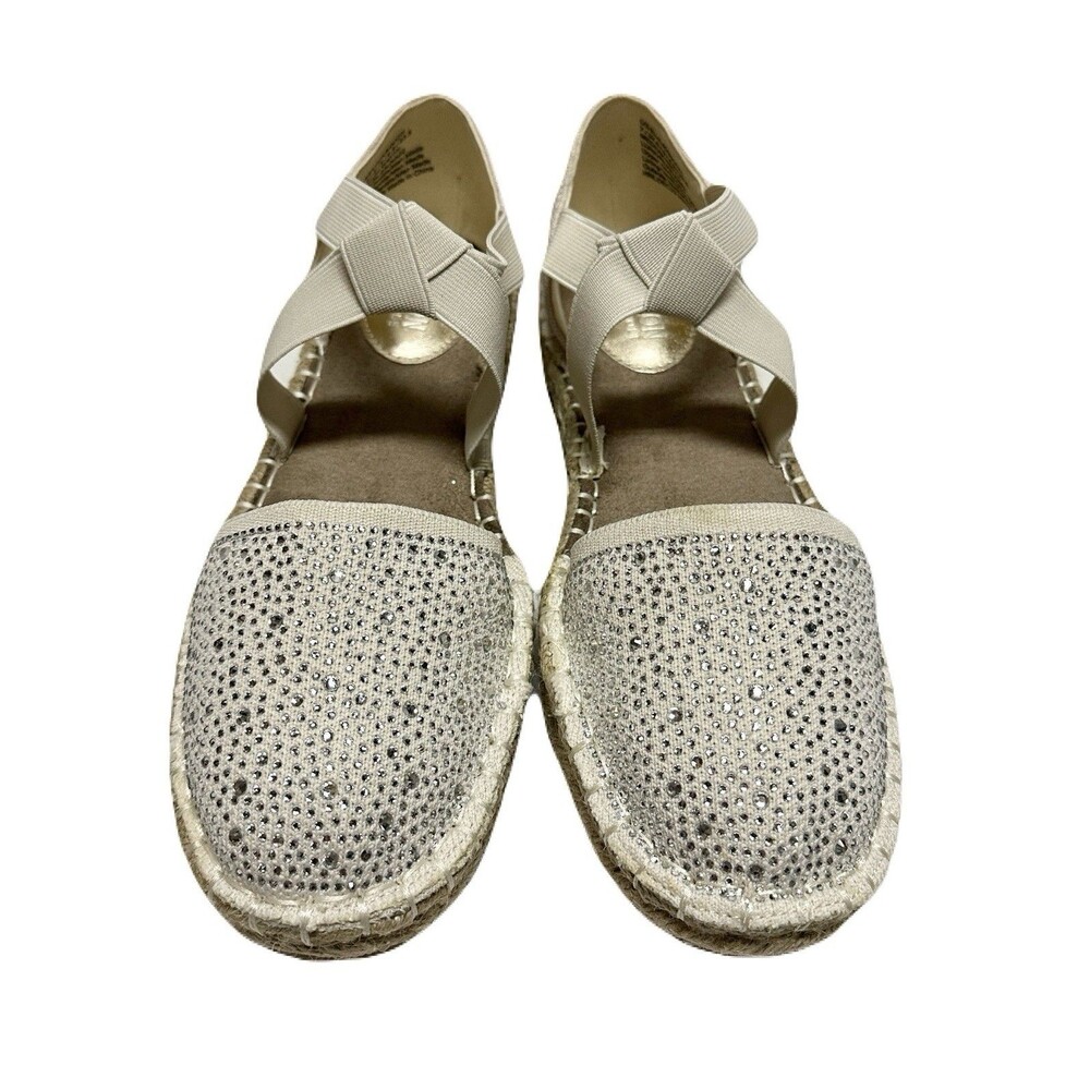 NEW Kenneth Cole Reaction Womens Size 7 Luna Espadrille Flats Rhinestone Beige - Picture 3 of 8